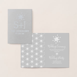 Winter-Schneeflocken-Zeremonie Hochzeitsprogramm S Folienkarte