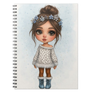 Winter-Schneegl Mädchen Notizbuch Notizblock
