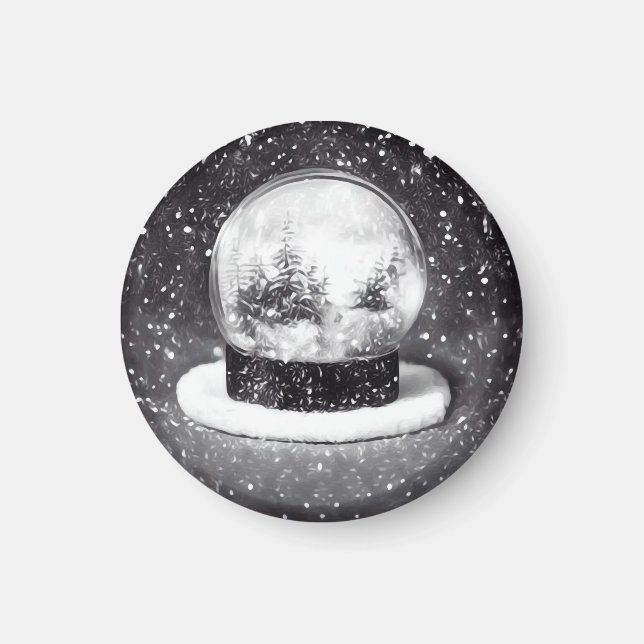 Winter-Schneekugel Magnet (Vorne)