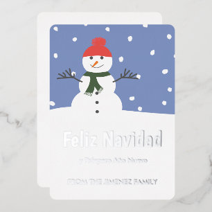 Winter Schneemann Frohe Weihnachten und ein erfolg Folien Feiertagskarte