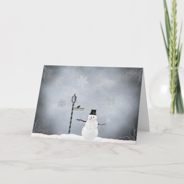 Winter-Schneemann-Grüße Feiertagskarte (Vorderseite)