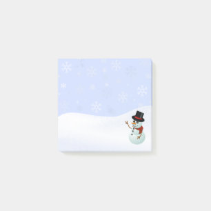 Winter-Schneemann mit Schneeflocken Post-it Klebezettel