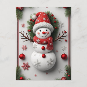 🎄 Winter-Schneemann-Pine-Charm ❄️ Festliches Weih Postkarte