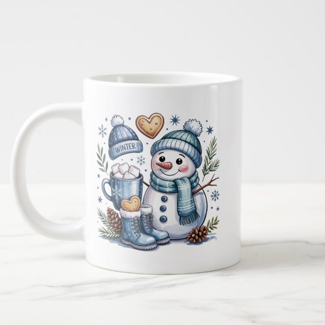Winter-Schneemann-Spezialtasse Jumbo-Tasse (Links)