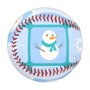 Winter Schneemann und Schneeflocken Baseball