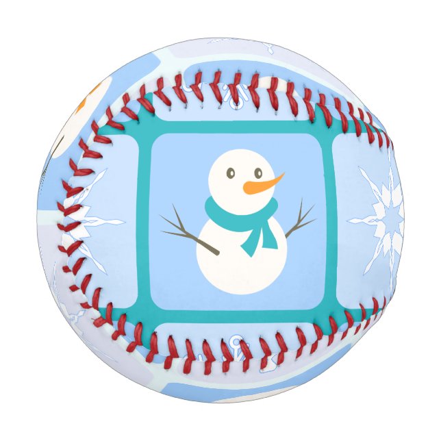 Winter Schneemann und Schneeflocken Baseball (Vorderseite Links)