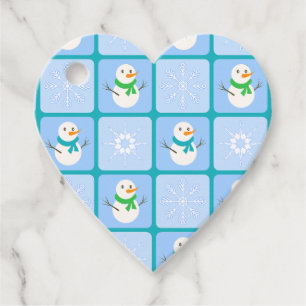 Winter Schneemann und Schneeflocken Geschenkanhänger