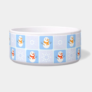 Winter Schneemann und Schneeflocken Napf