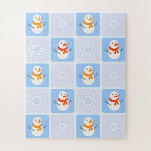 Winter Schneemann und Schneeflocken Puzzle