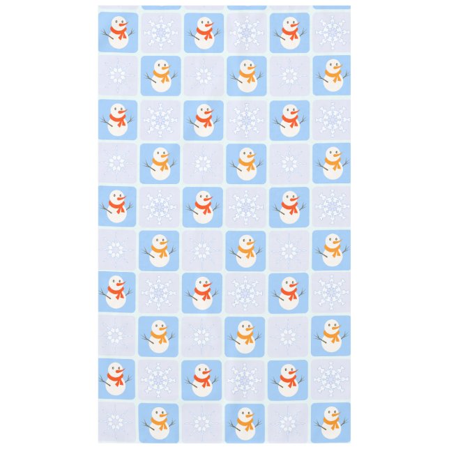 Winter Schneemann und Schneeflocken Tischdecke (Vorderseite)