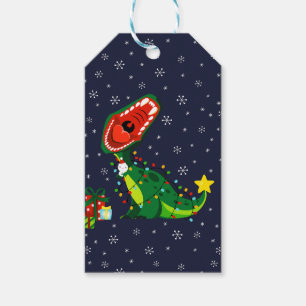 Winter Schneemann Weihnachtsbaum T-Rex Dinosaurier Geschenkanhänger