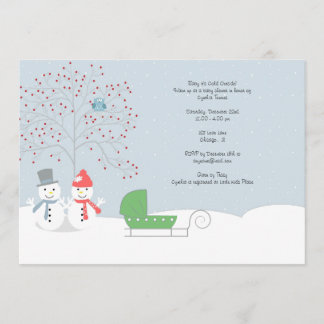 Winter-Schneemänner und Wagen-Babyparty-Einladung Einladung