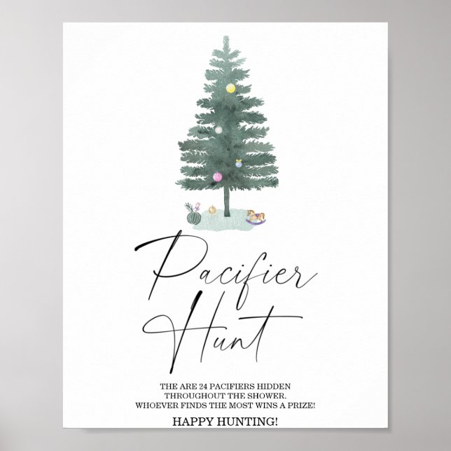 Winter Schnuller Jagd Baby Dusche Poster (Vorne)