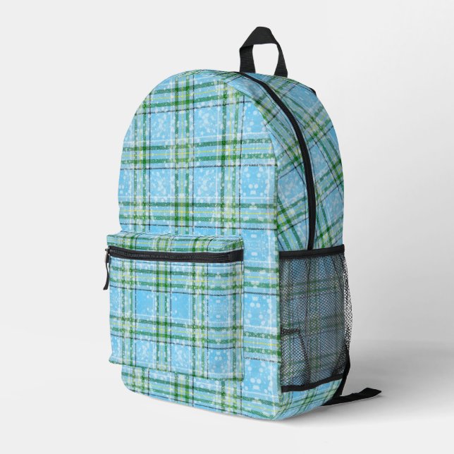 Winter-Schottenkaro-Design  Bedruckter Rucksack (Rückseitige Ecke Rechts)