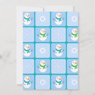 Winter-Schottenmuster-Schneemann und Schneeflocken Einladung