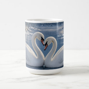 Winter-Schwan-Weihnachten, mondbeschienener See Fe Kaffeetasse