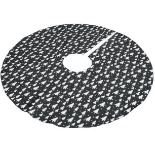 Winter Schwarz-weiße Bäume Polyester Weihnachtsbaumdecke