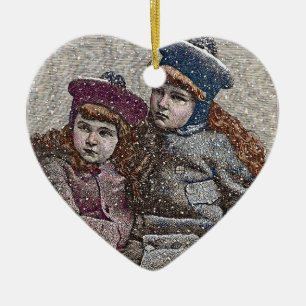Winter-Schwestern Keramikornament