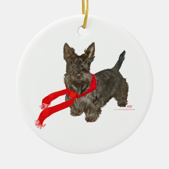 Winter Scottie in Wam Scarf Keramikornament (Vorne)