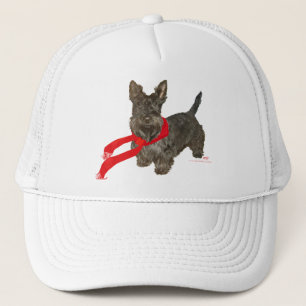 Winter-Scottie in Wam-Schal Truckerkappe