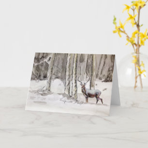 Winter Scottish Stag Painting by MirandaPA Card Karte
