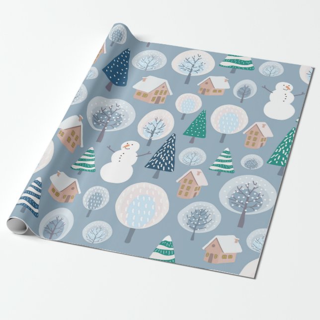 Winter seamless pattern with abstract flat handdra geschenkpapier (Ungerollt)