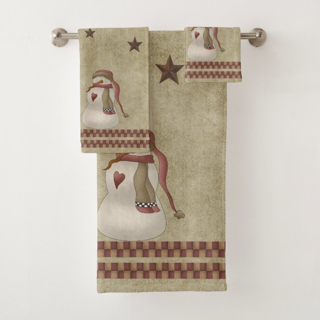 Winter Segeln Country Folkart Snow Couple Badhandtuch Set (Insitu)