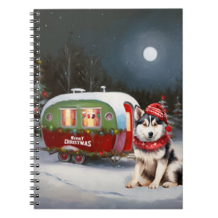 Winter Siberian Husky Caravan Weihnachtsabenteuer Notizblock