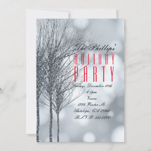Winter Silber Glitter Bäume Party Einladungen
