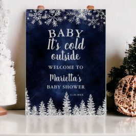Winter Silber Pine Marine Begrüßungsbaby Dusche Poster