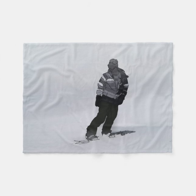 Winter Silence - Snowboarder Fleecedecke (Vorderseite (Horizontal))