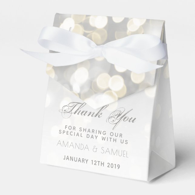 Winter Silver and Gold Sparkle Wedding Geschenkschachtel (Vorderseite)