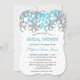 Winter Silver Blue Snowflakes Brautparty Einladung