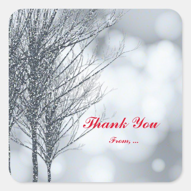 Winter Silver Glitzer Bäume Feiertag Sticker (Vorderseite)