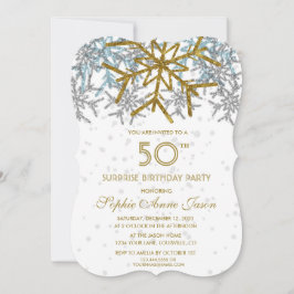 Winter Silver Pink Blue Snowflakes 50. GEBURTSTAG Einladung