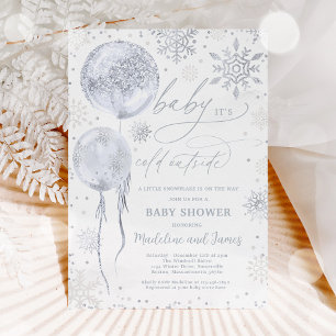 Winter Silver Snowflake Gender Neutral Baby Dusche Einladung
