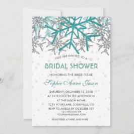 Winter Silver Turquoise Schneeflocken Brautparty Einladung