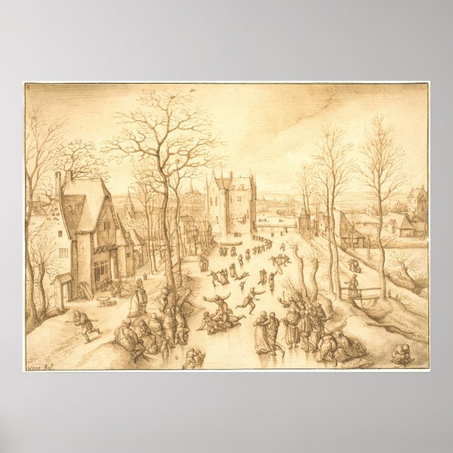 Winter Skater - Hans Bol Fine Art Poster (Vorne)