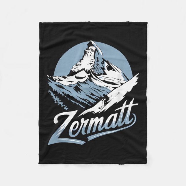 Winter-Ski-Abenteuer, Zermatt Berg Ski-Spaß  Fleecedecke (Vorderseite)