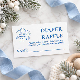 Winter Ski dich bald Blau Junge Baby Shower Windel Begleitkarte