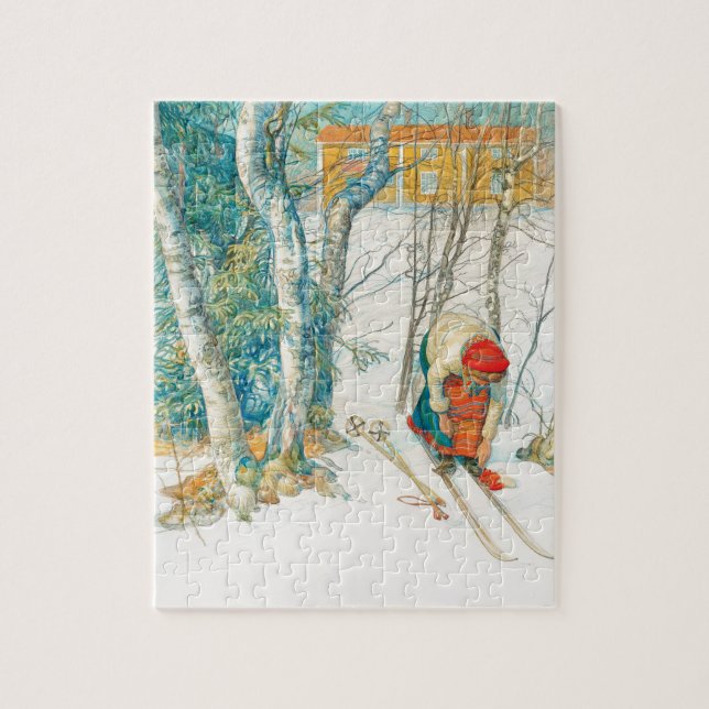 Winter-Ski durch Carl Larsson Puzzle (Vertikal)