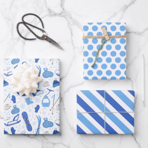 Winter-Ski-Schlitten-Schneebrett-Verpackungspapier Geschenkpapier Set