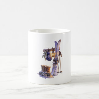 Winter-Ski-Stiefel und Laternen-Kaffeetasse Kaffeetasse