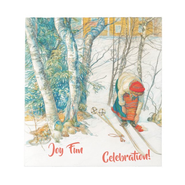 Winter Ski von Carl Larsson Notizblock (Vorderseite)