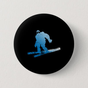 Winter Skifahren Sasquatch Ski Kryptid Kryptozoolo Button