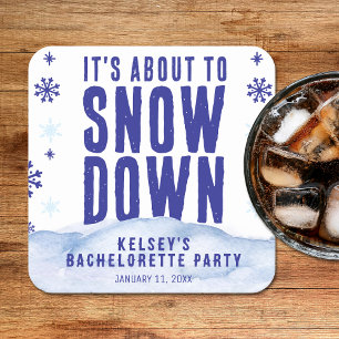 Winter Skifahren Schnee Schneeflocke Junggesellinn Rechteckiger Pappuntersetzer