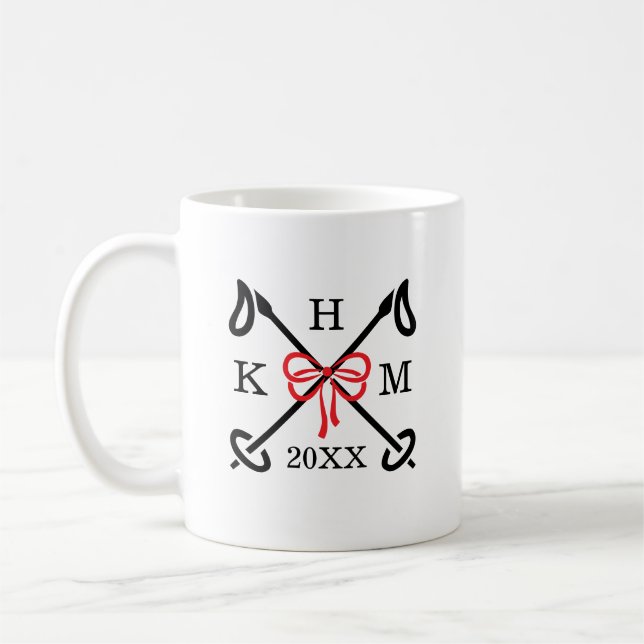 Winter-Skihang Monogramm-Tasse Kaffeetasse (Links)