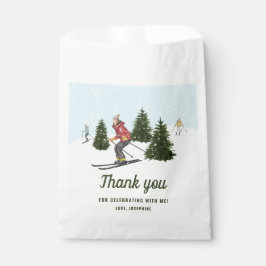 Winter Skiing Women Ski Birthday Party Thank You Geschenktütchen