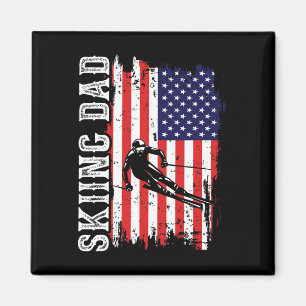 Winter Skivater Papa Für Liebhaber Ski USA Flagge Magnet