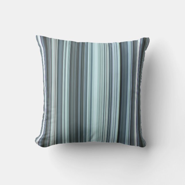 Winter Sky Aqua Blue Strip Kissen (Vorderseite)